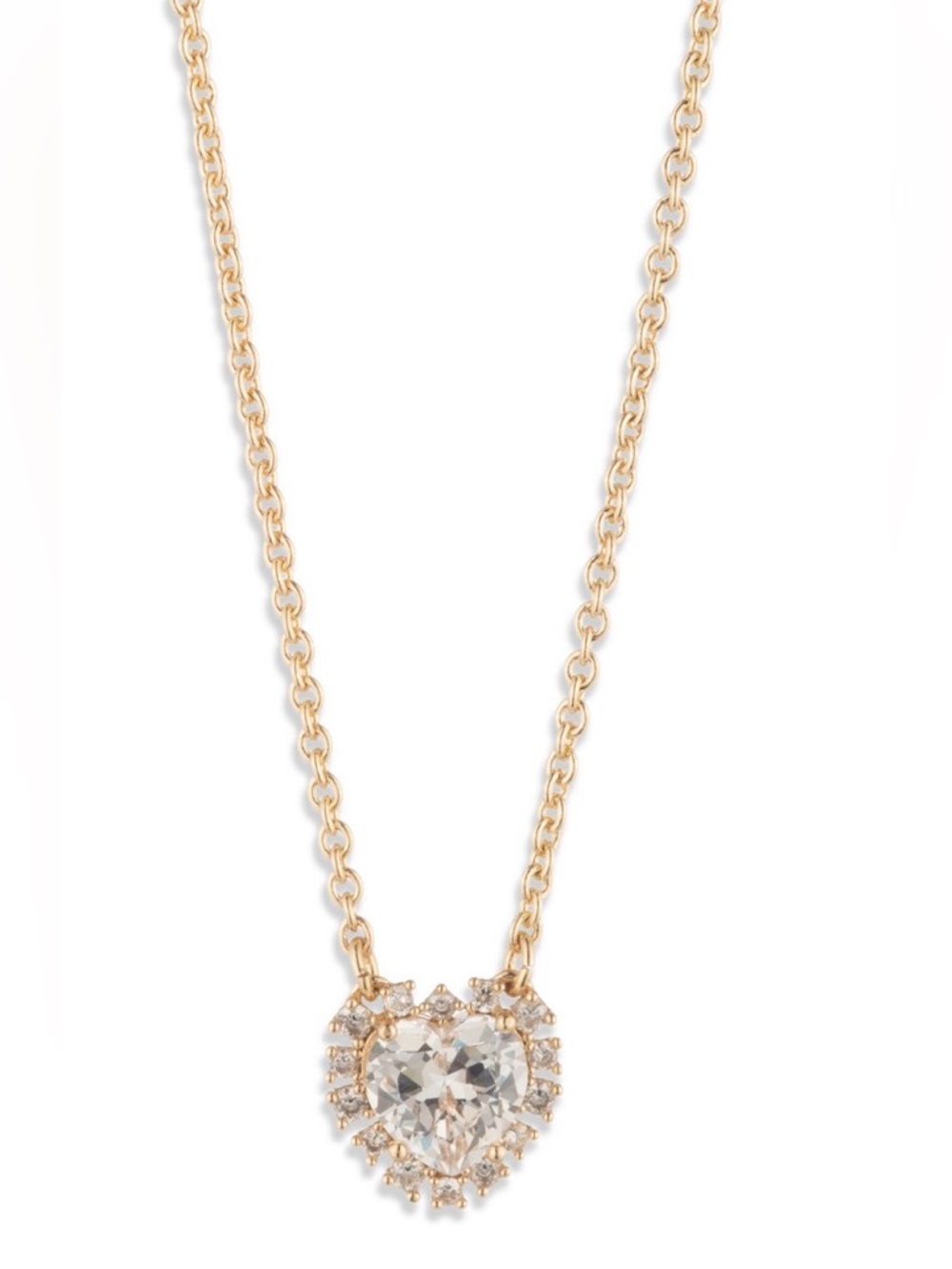NWT! Marchesa Cubic Zirconia Gold-Tone Heart Pendant Necklace